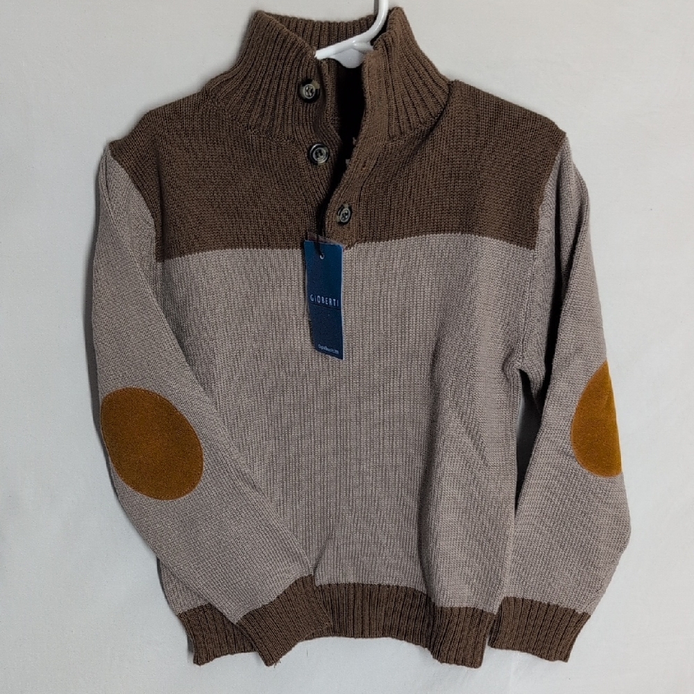 Gioberti Cozy Kids' Sweater with Elbow Patches - Brown and Tan